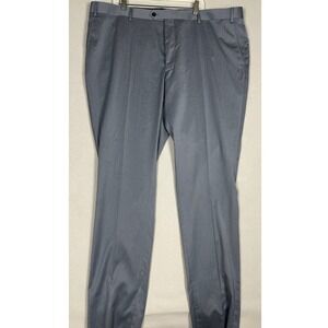 NEW Savile Row Strand Pants Mens 46 Grey Dress Flat Front Straight Leg Stretch